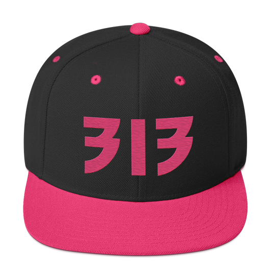 Detroit '313' Vintage Snapback (Glam Rock Font) | Neon Pink