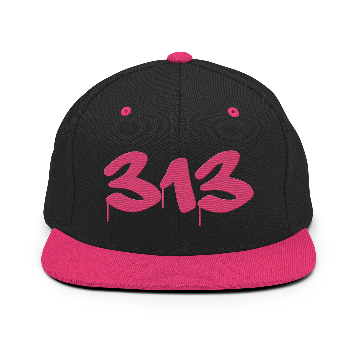 Detroit '313' Vintage Snapback (Tag Font) | Neon Pink