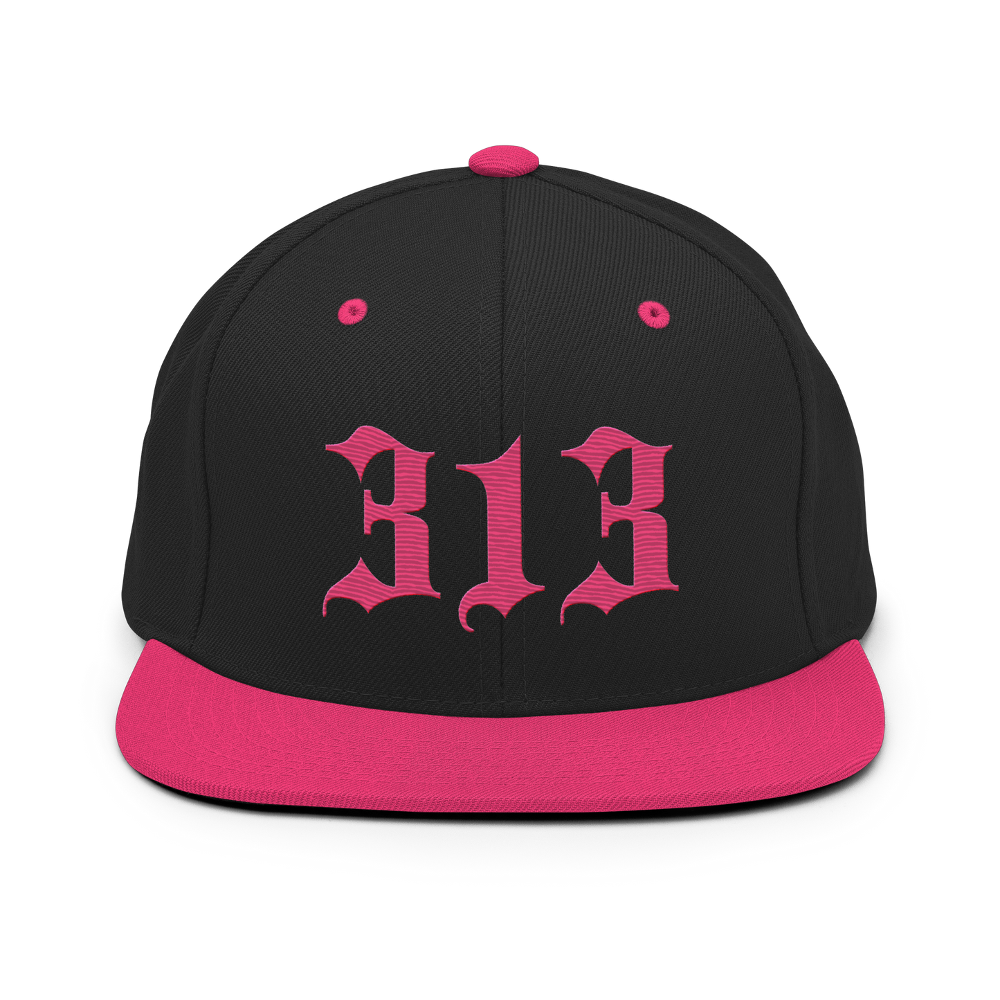 Detroit '313' Vintage Snapback (Old English Font) | Neon Pink