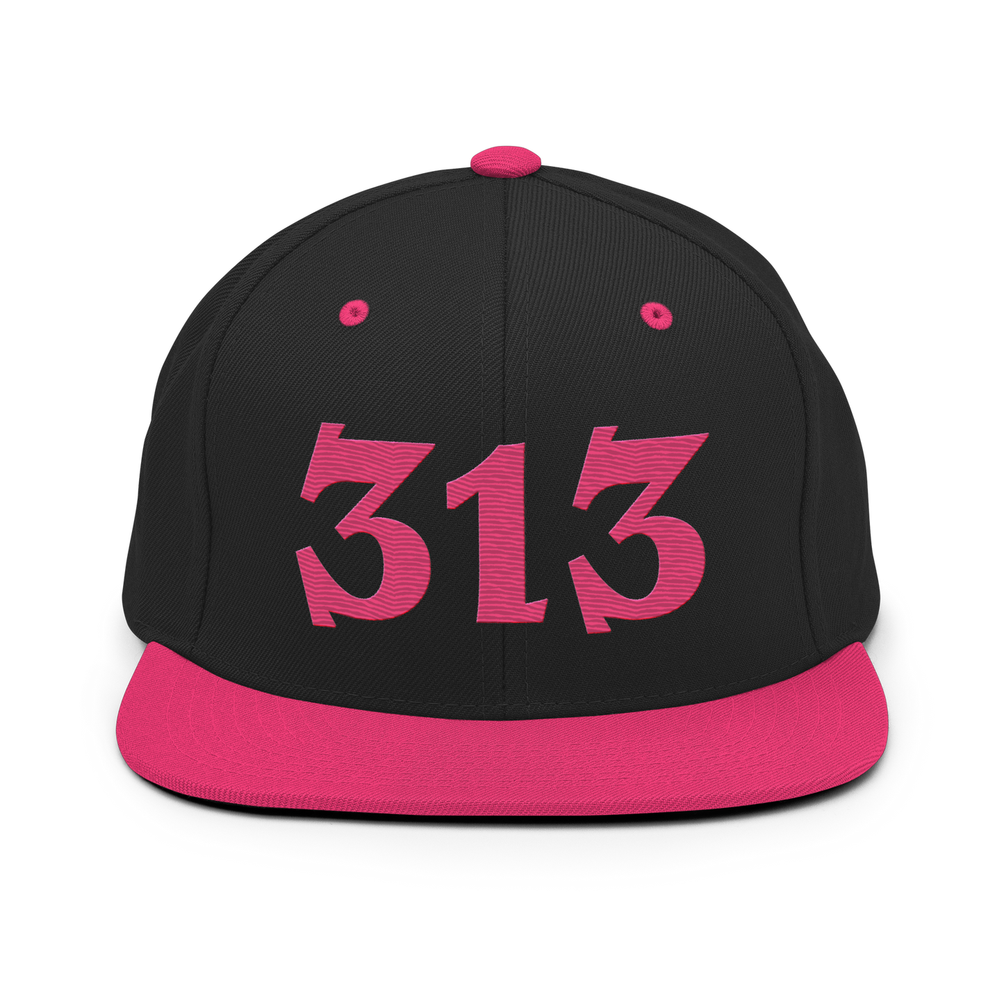 Detroit '313' Vintage Snapback (Angry Font) | Neon Pink