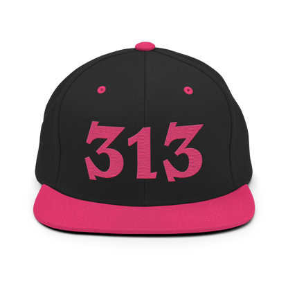 Detroit '313' Vintage Snapback (Angry Font) | Neon Pink