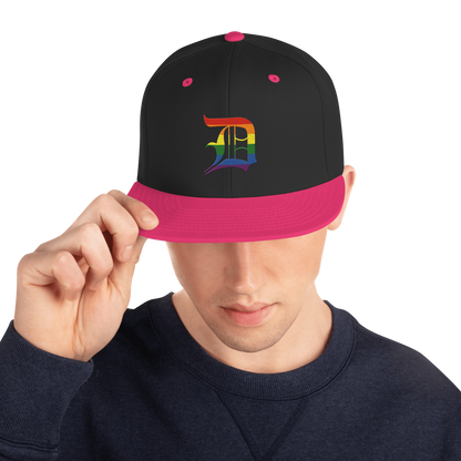 Detroit 'Old English D' Vintage Snapback (Rainbow Pride Edition)