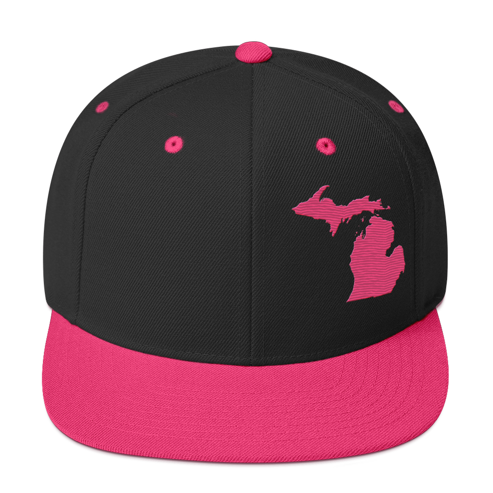 Michigan Vintage Snapback | Neon Pink Outline