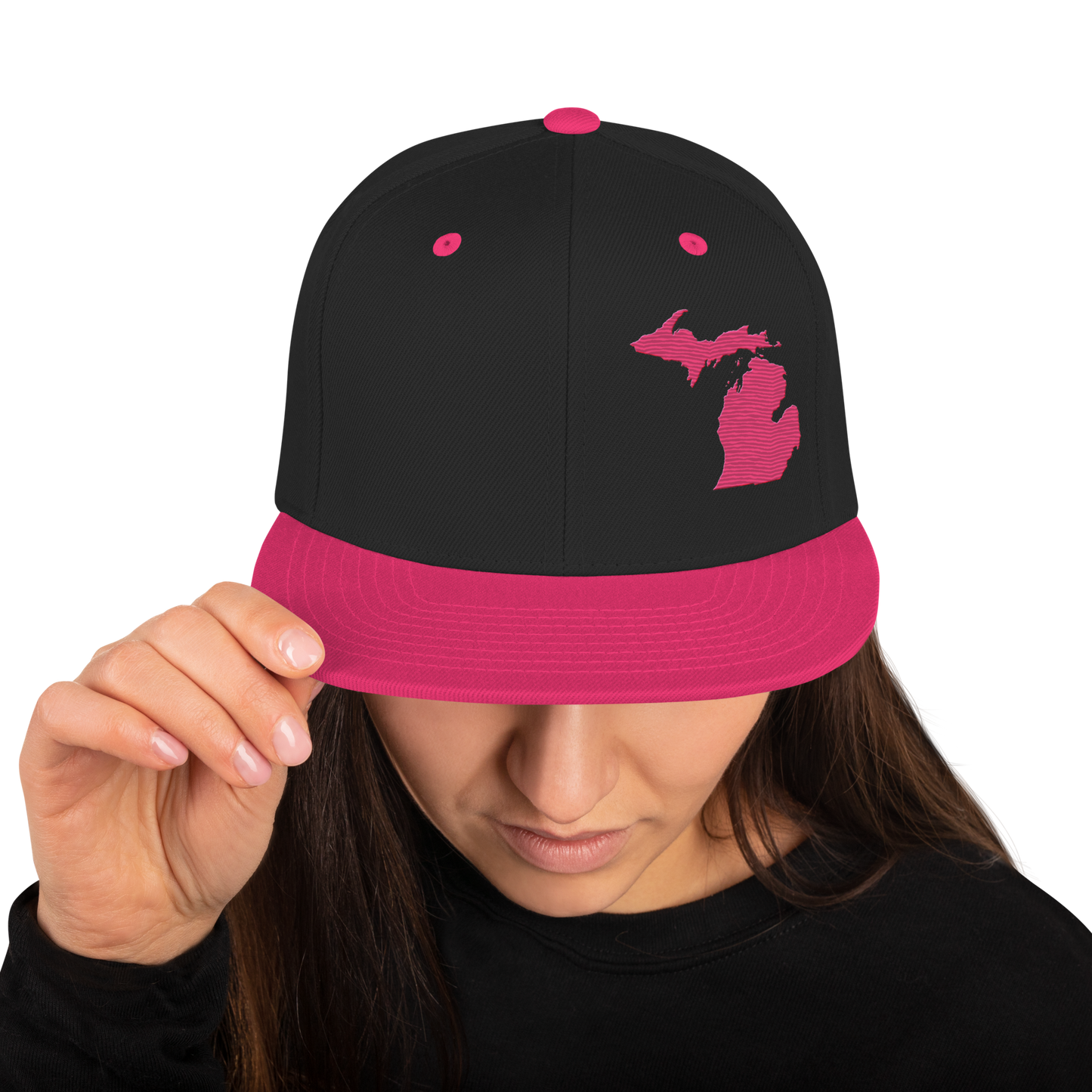 Michigan Vintage Snapback | Neon Pink Outline