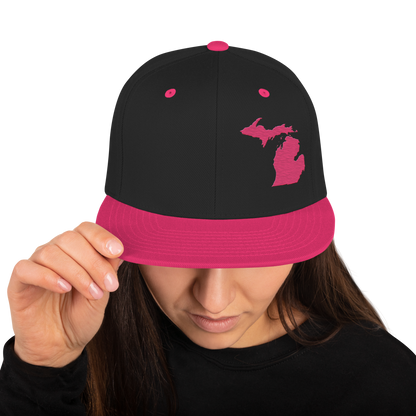 Michigan Vintage Snapback | Neon Pink Outline