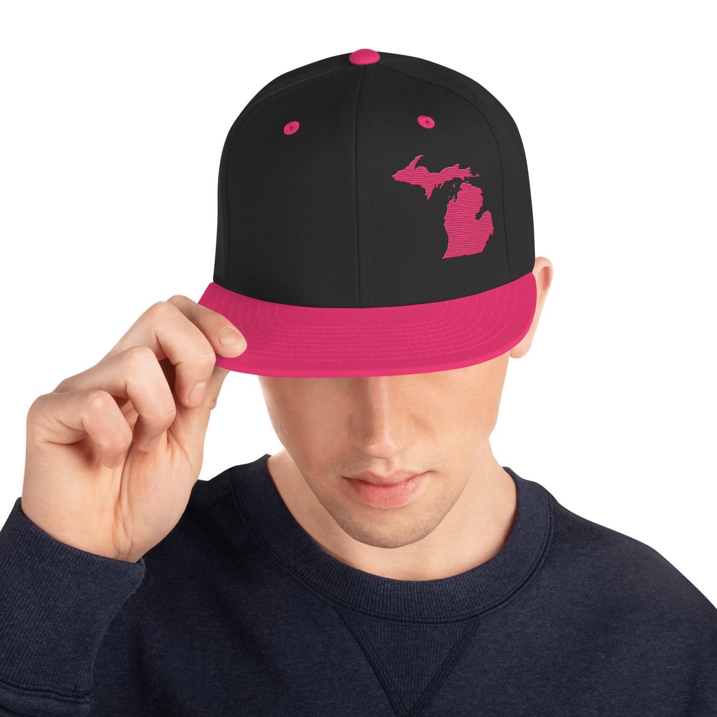 Michigan Vintage Snapback | Neon Pink Outline