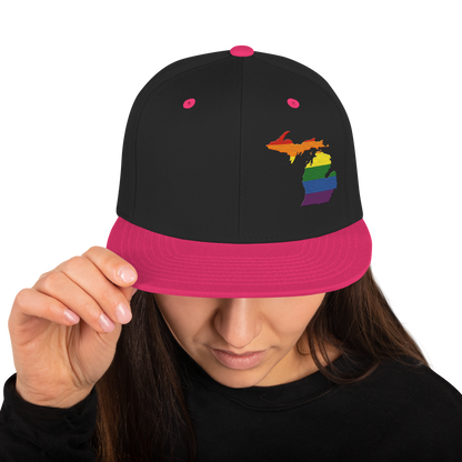 Michigan Vintage Snapback | Rainbow Pride Outline