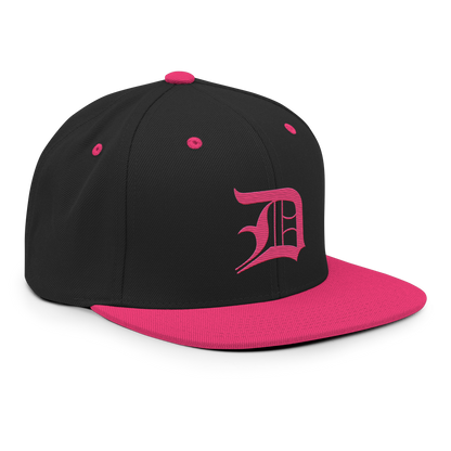 Detroit 'Old English D' Vintage Snapback | Neon Pink