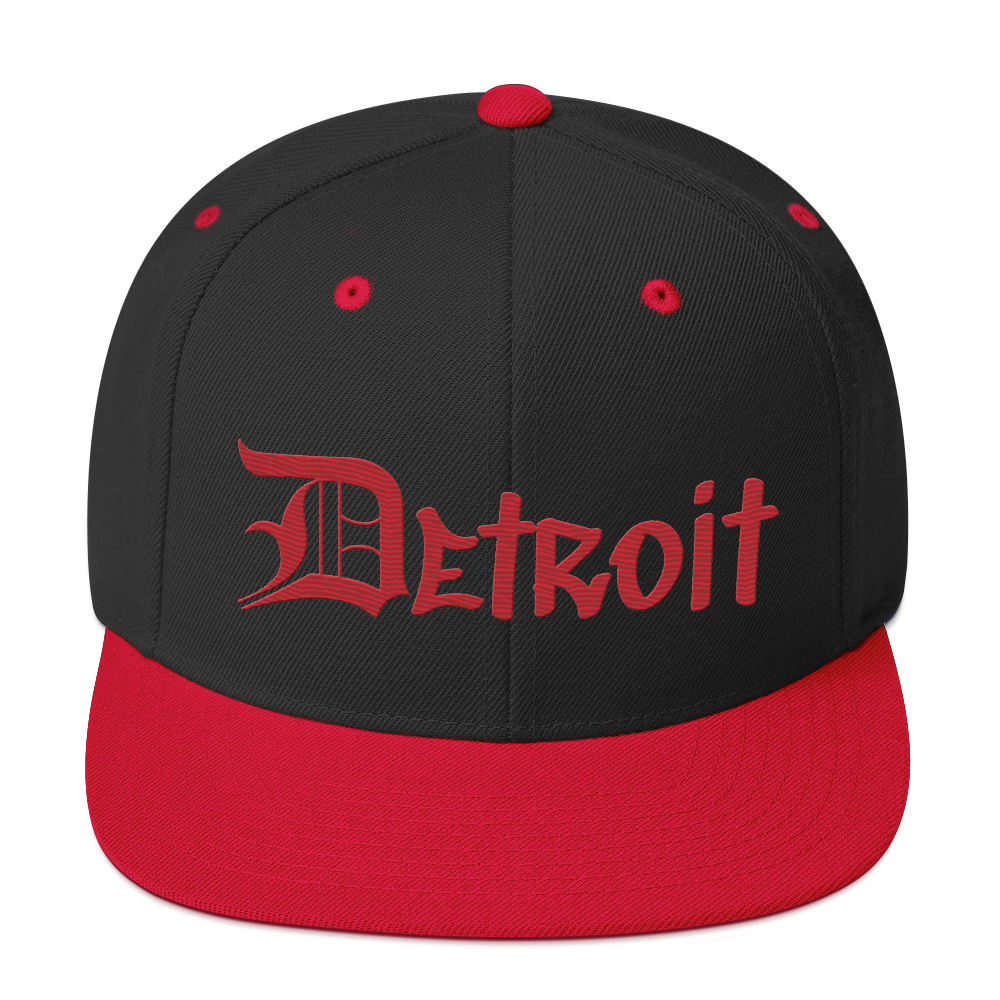 'Detroit' Vintage Snapback (OED Tag Font) | Red