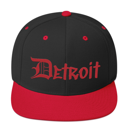 'Detroit' Vintage Snapback (OED Tag Font) | Red