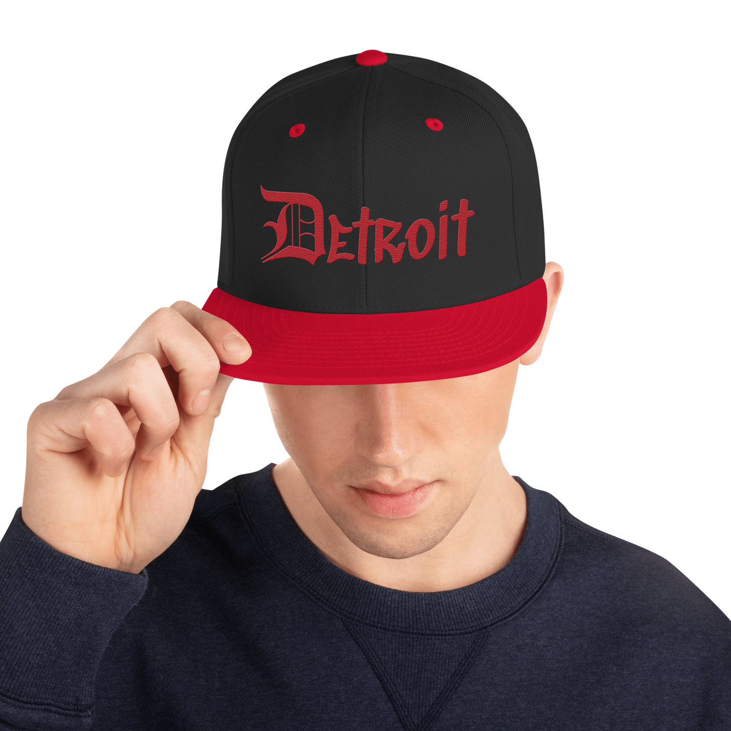 'Detroit' Vintage Snapback (OED Tag Font) | Red