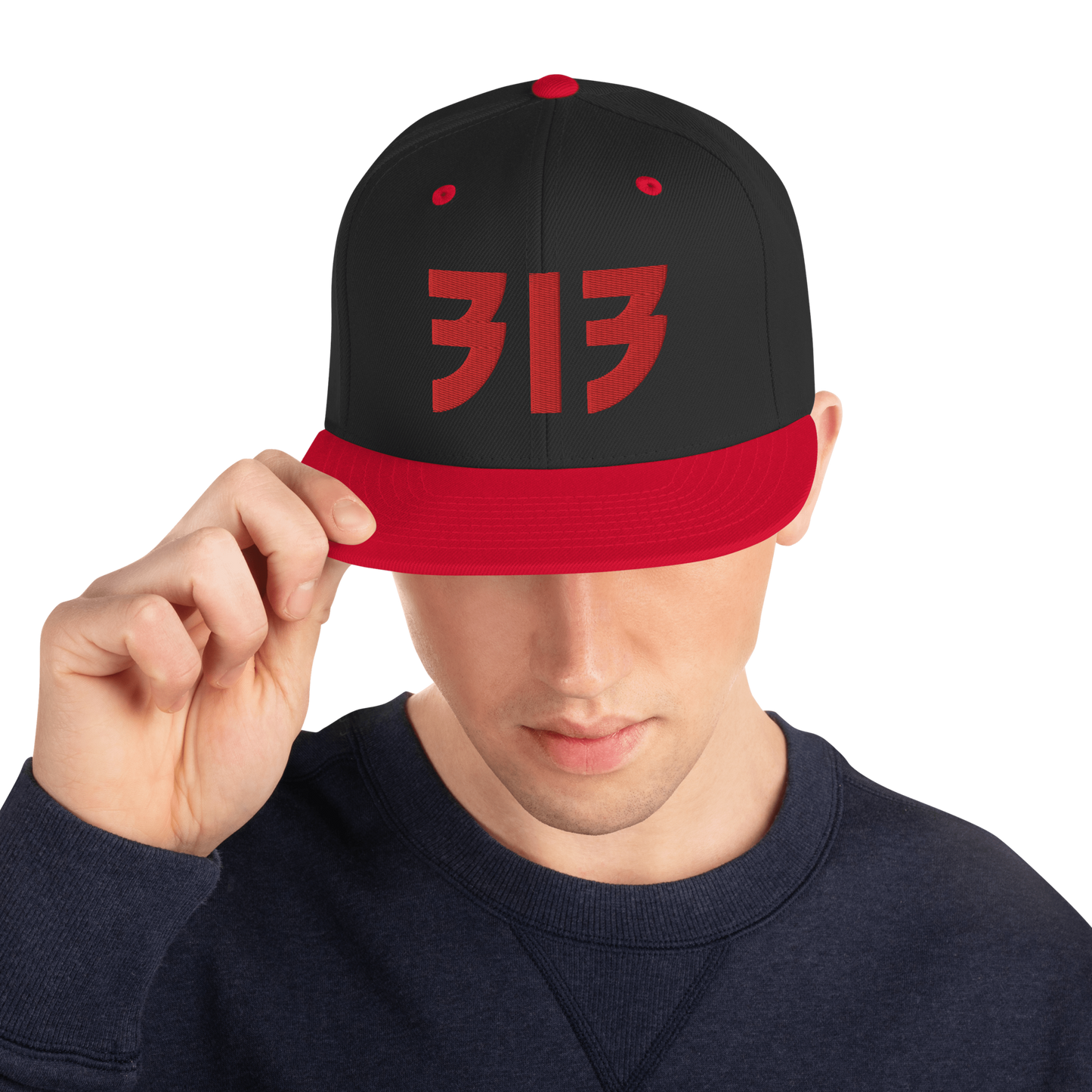 Detroit '313' Vintage Snapback (Glam Rock Font) | Red