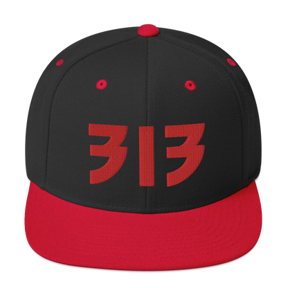 Detroit '313' Vintage Snapback (Glam Rock Font) | Red