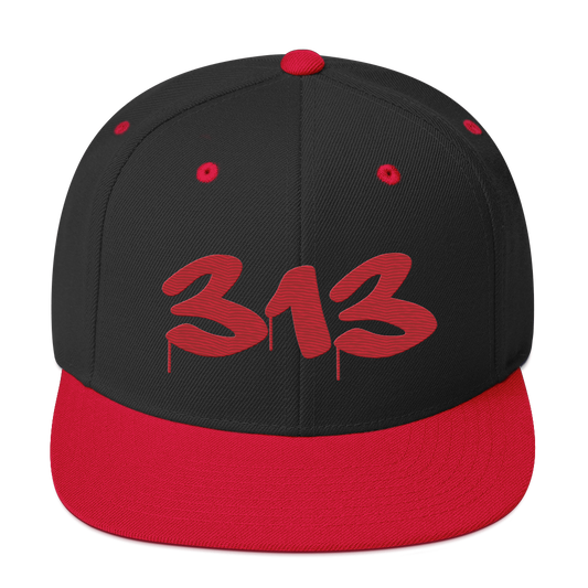 Detroit '313' Vintage Snapback (Tag Font) | Red