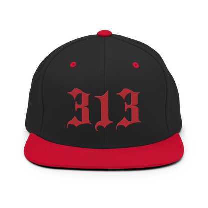 Detroit '313' Vintage Snapback (Old English Font) | Red