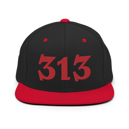 Detroit '313' Vintage Snapback (Angry Font) | Red