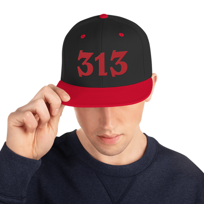 Detroit '313' Vintage Snapback (Angry Font) | Red