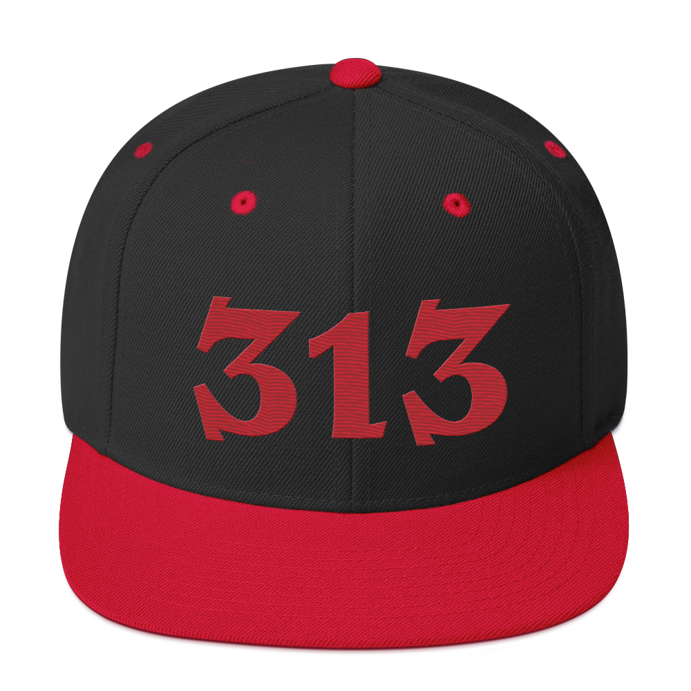 Detroit '313' Vintage Snapback (Angry Font) | Red