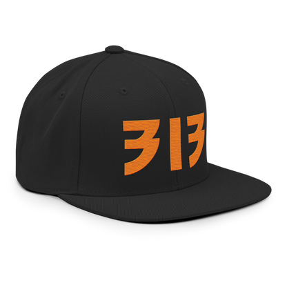 Detroit '313' Vintage Snapback (Glam Rock Font) | Orange