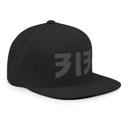 Detroit '313' Vintage Snapback (Glam Rock Font) | Iron Ore Grey