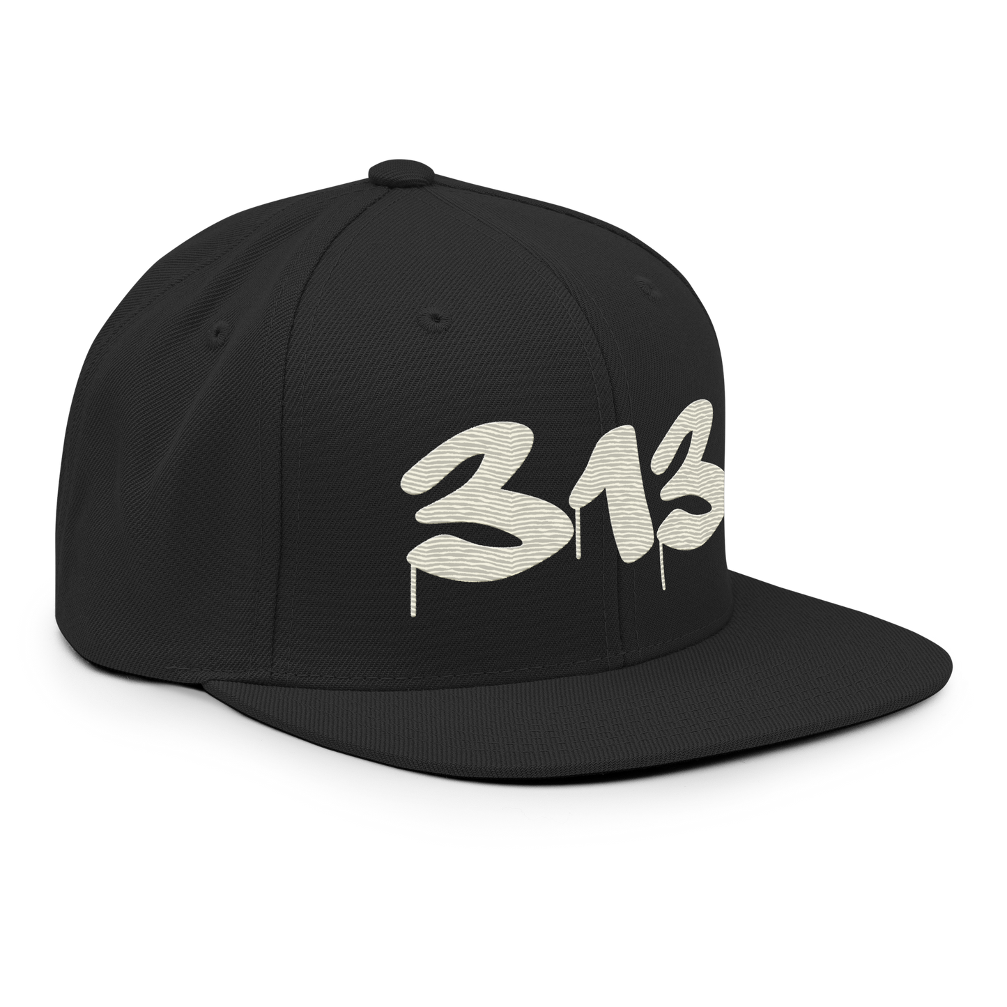 Detroit '313' Vintage Snapback (Tag Font) | Ivory White