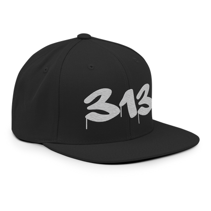 Detroit '313' Vintage Snapback (Tag Font) | Platinum