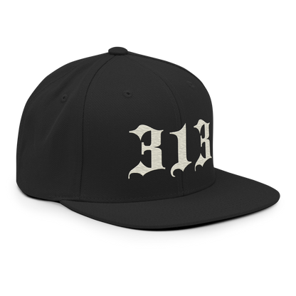 Detroit '313' Vintage Snapback (Old English Font) | Ivory White