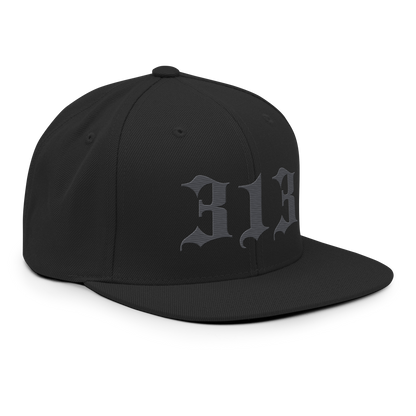 Detroit '313' Vintage Snapback (Old English Font) | Iron Ore Grey