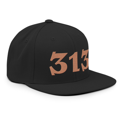 Detroit '313' Vintage Snapback (Angry Font) | Copper