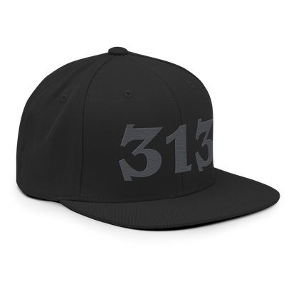 Detroit '313' Vintage Snapback (Angry Font) | Iron Ore Grey