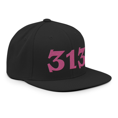 Detroit '313' Vintage Snapback (Angry Font) | Apple Blossom Pink