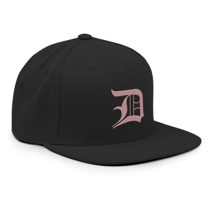 Detroit 'Old English D' Vintage Snapback (Cherry Blossom Pink)