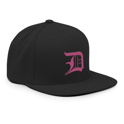 Detroit 'Old English D' Vintage Snapback (Apple Blossom Pink)