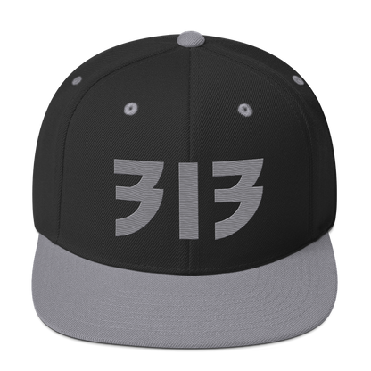 Detroit '313' Vintage Snapback (Glam Rock Font) | Silver