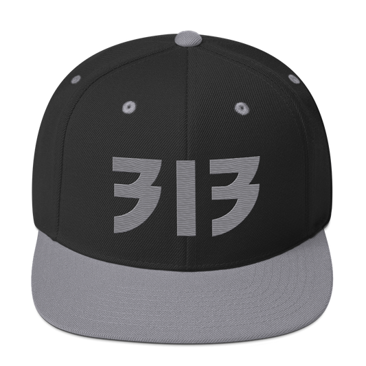 Detroit '313' Vintage Snapback (Glam Rock Font) | Silver