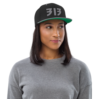 Detroit '313' Vintage Snapback (Glam Rock Font) | Silver