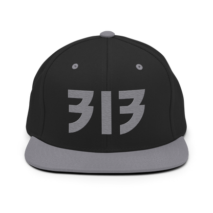 Detroit '313' Vintage Snapback (Glam Rock Font) | Silver