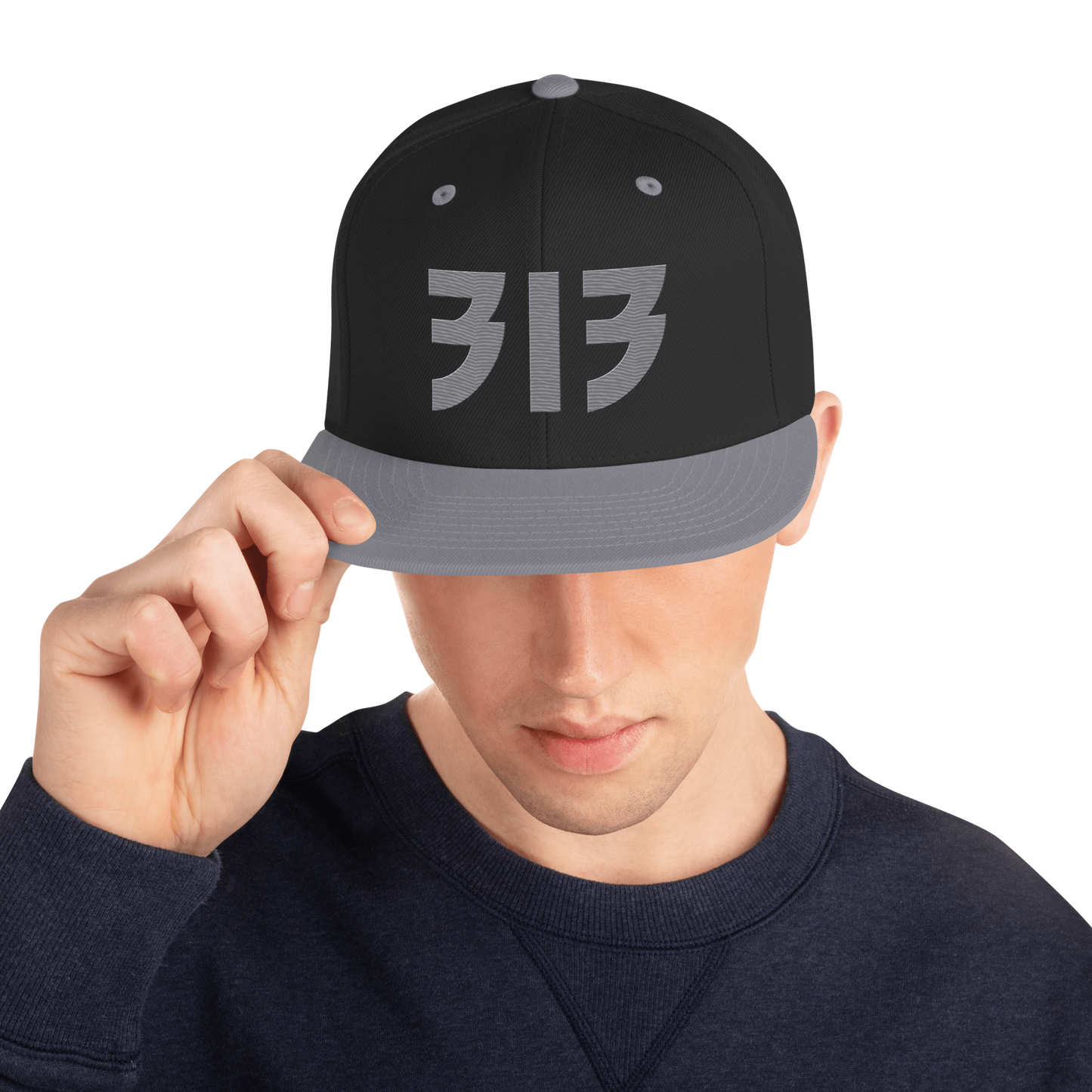 Detroit '313' Vintage Snapback (Glam Rock Font) | Silver