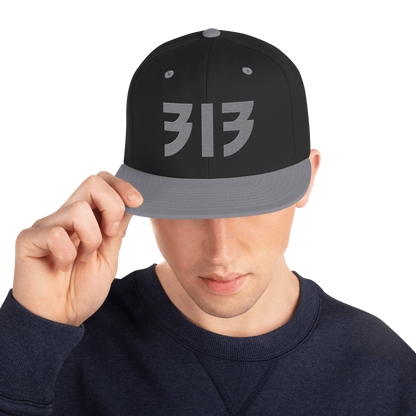 Detroit '313' Vintage Snapback (Glam Rock Font) | Silver