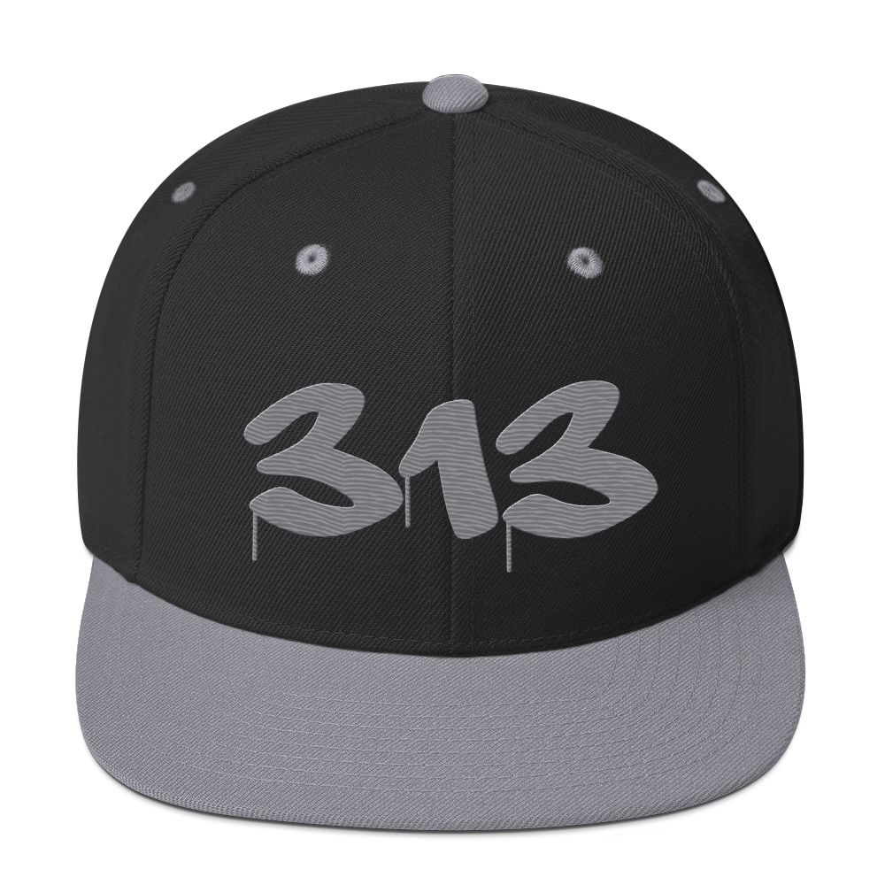 Detroit '313' Vintage Snapback (Tag Font) | Silver