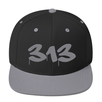 Detroit '313' Vintage Snapback (Tag Font) | Silver