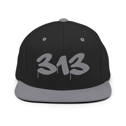 Detroit '313' Vintage Snapback (Tag Font) | Silver