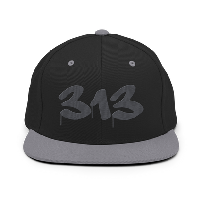 Detroit '313' Vintage Snapback (Tag Font) | Iron Ore Grey