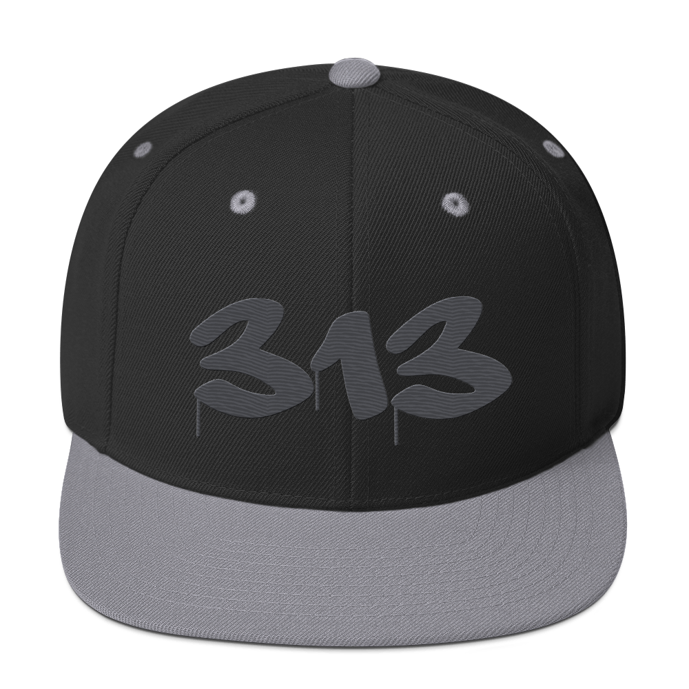 Detroit '313' Vintage Snapback (Tag Font) | Iron Ore Grey