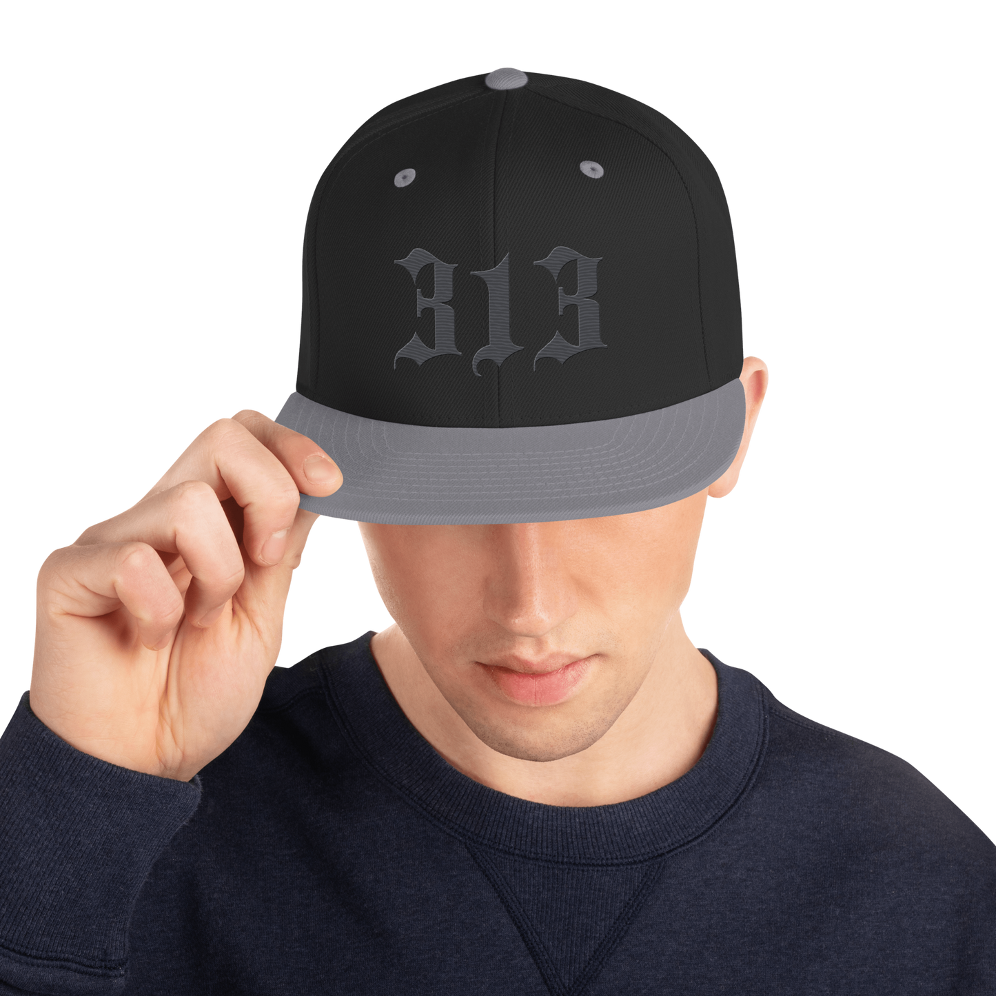 Detroit '313' Vintage Snapback (Old English Font) | Iron Ore Grey