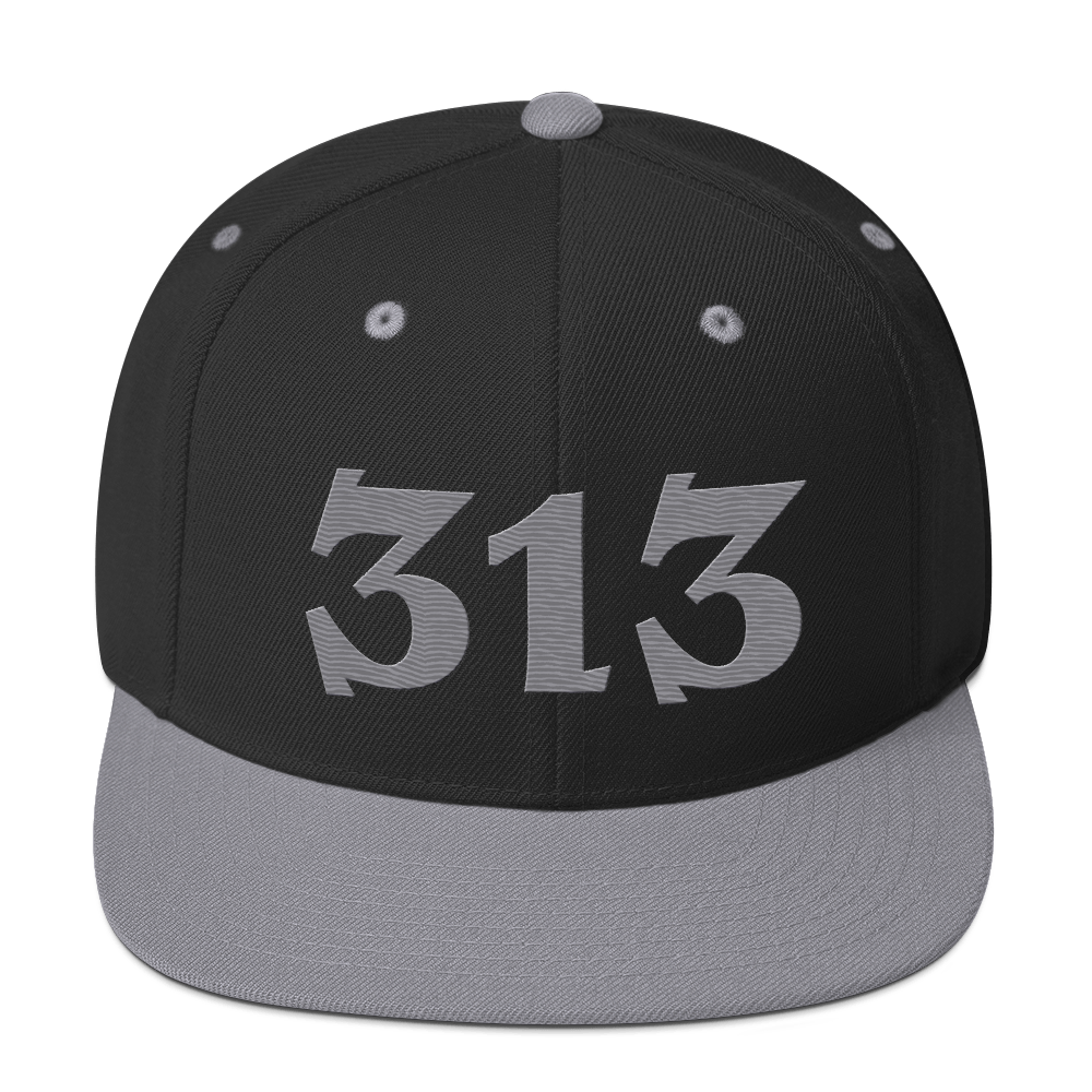 Detroit '313' Vintage Snapback (Angry Font) | Silver