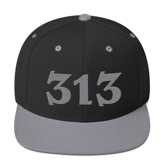 Detroit '313' Vintage Snapback (Angry Font) | Silver