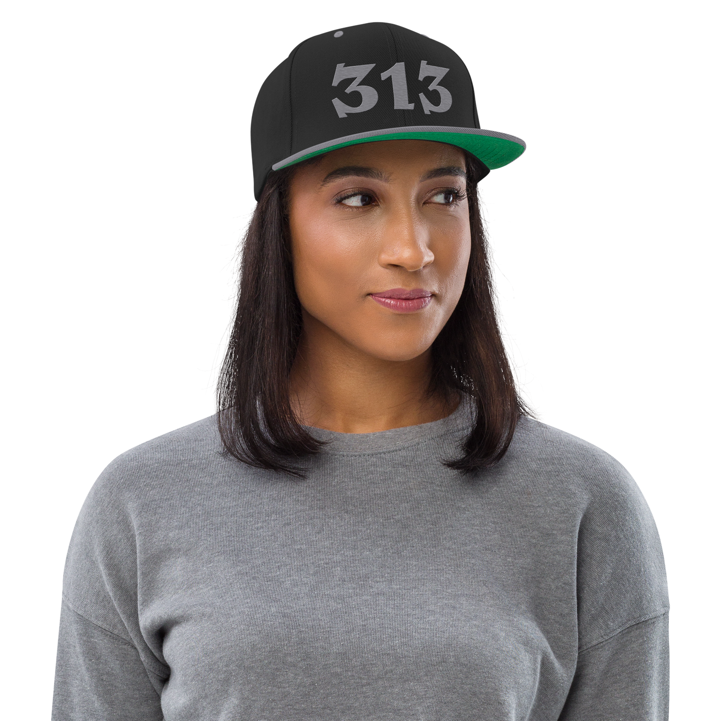 Detroit '313' Vintage Snapback (Angry Font) | Silver