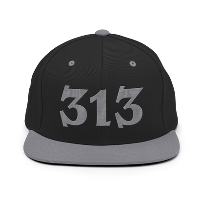 Detroit '313' Vintage Snapback (Angry Font) | Silver