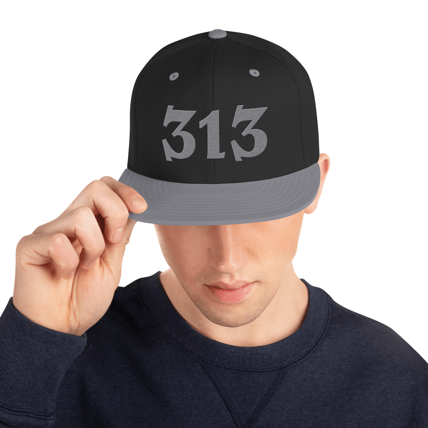 Detroit '313' Vintage Snapback (Angry Font) | Silver